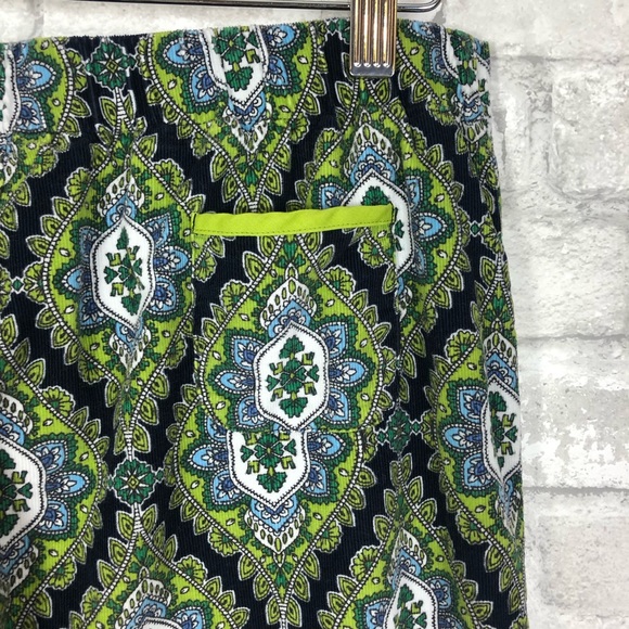 Vera Bradley Pajama Pants Small Cotton Corduroy Print green black white blue - Picture 7 of 11
